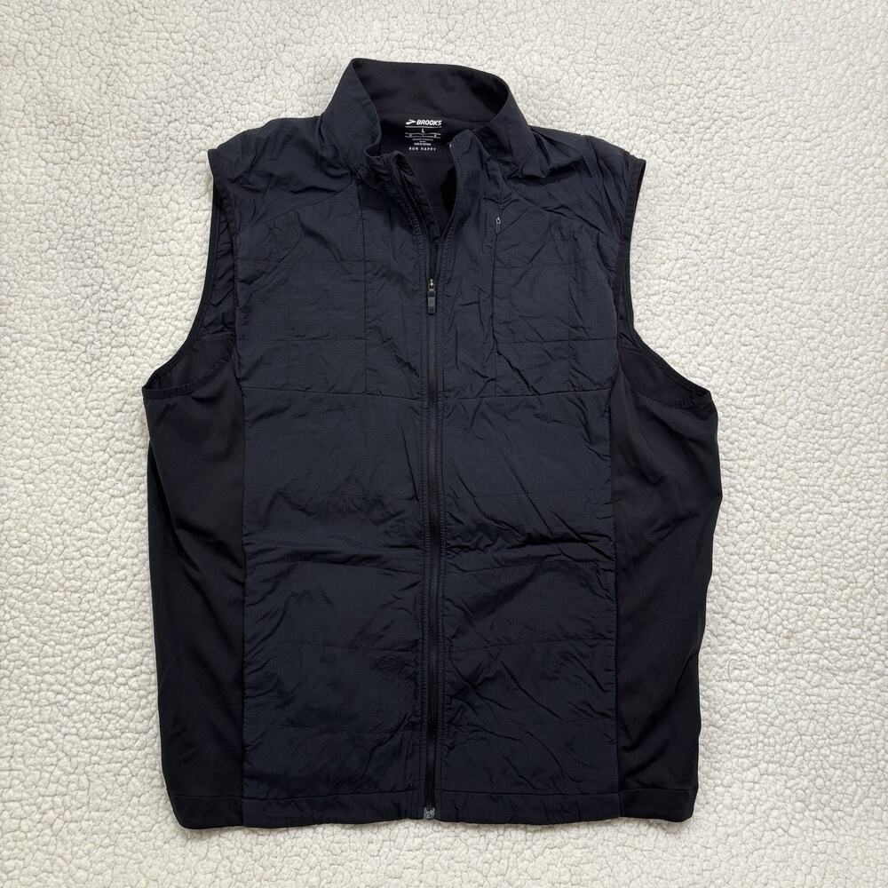Brooks Shield Hybrid Running Vest Men’s L Black Full Zip Lightweight Insulated - Picture 2 of 10